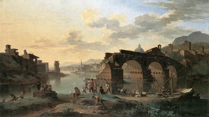 HEUSCH, Jacob de River View with the Ponte Rotto sg Sweden oil painting art